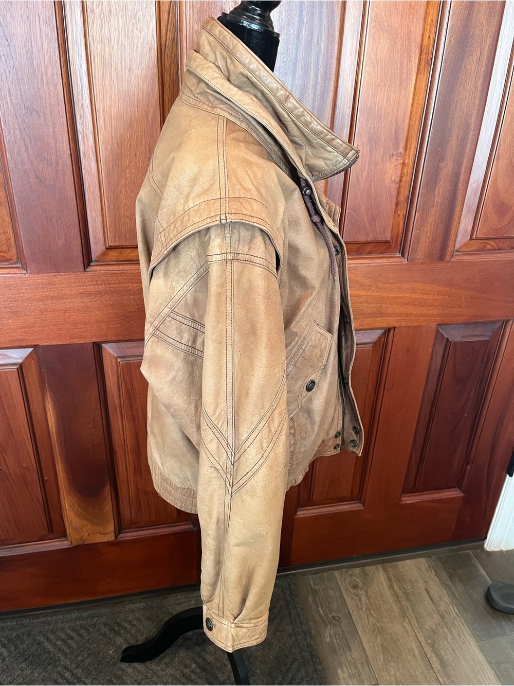 Adventure Bound Distressed Leather Bomber Jacket Brown M Men Vintage - Picture 6 of 15